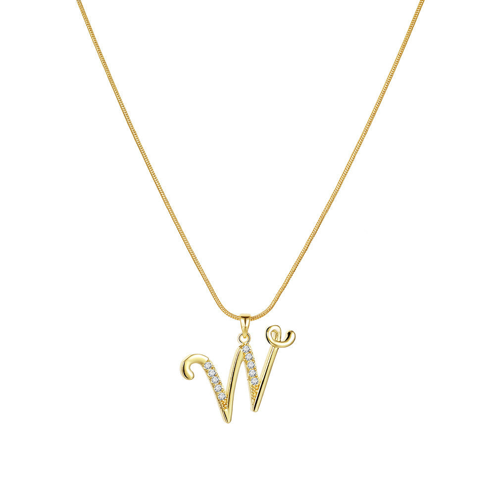 Crystal Elegant Flat Letter Necklace – Personalized Jewelry