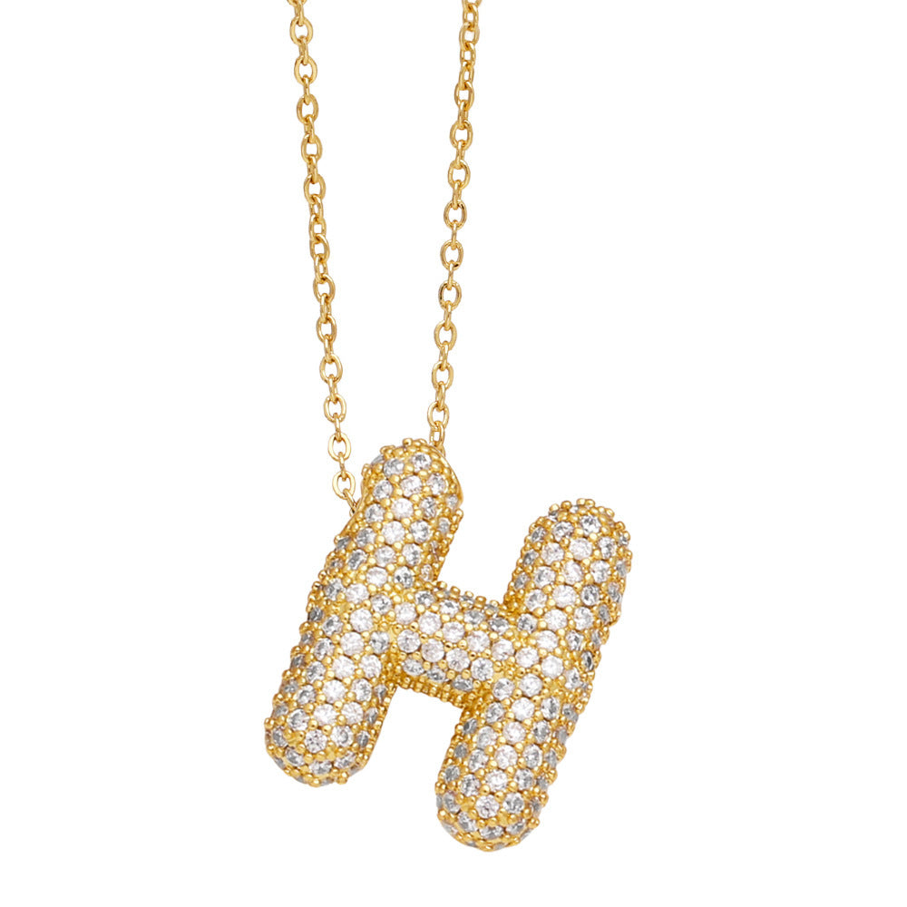 Crystal Fashion Bubble Letter Necklace