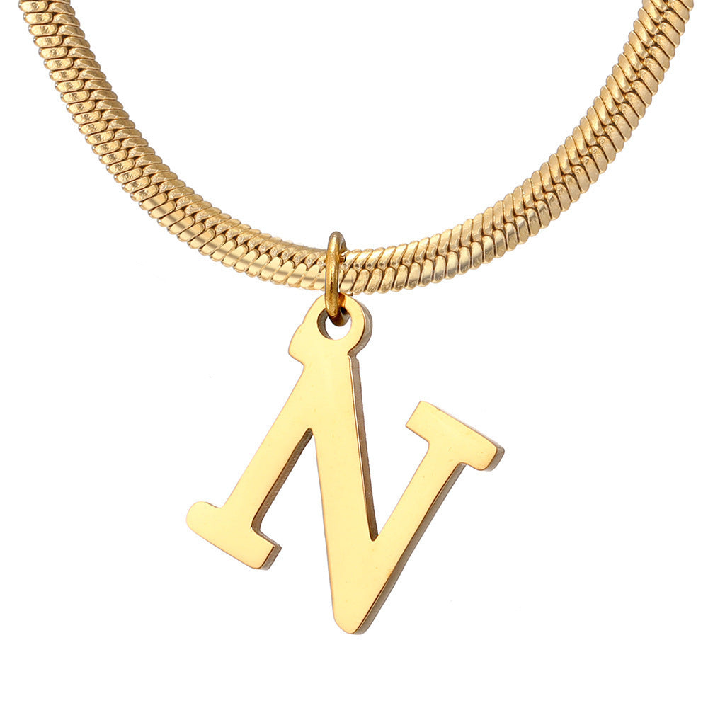 Classic Gold Flat Letter Necklace – Timeless Personalized Jewelry