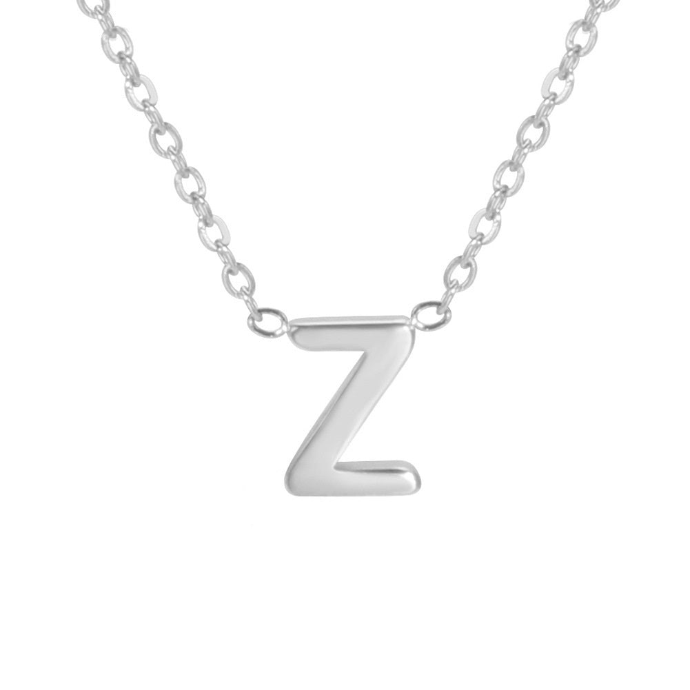 Sharp Silver Initial Necklace – Structured Design with Dual-Sided Chain