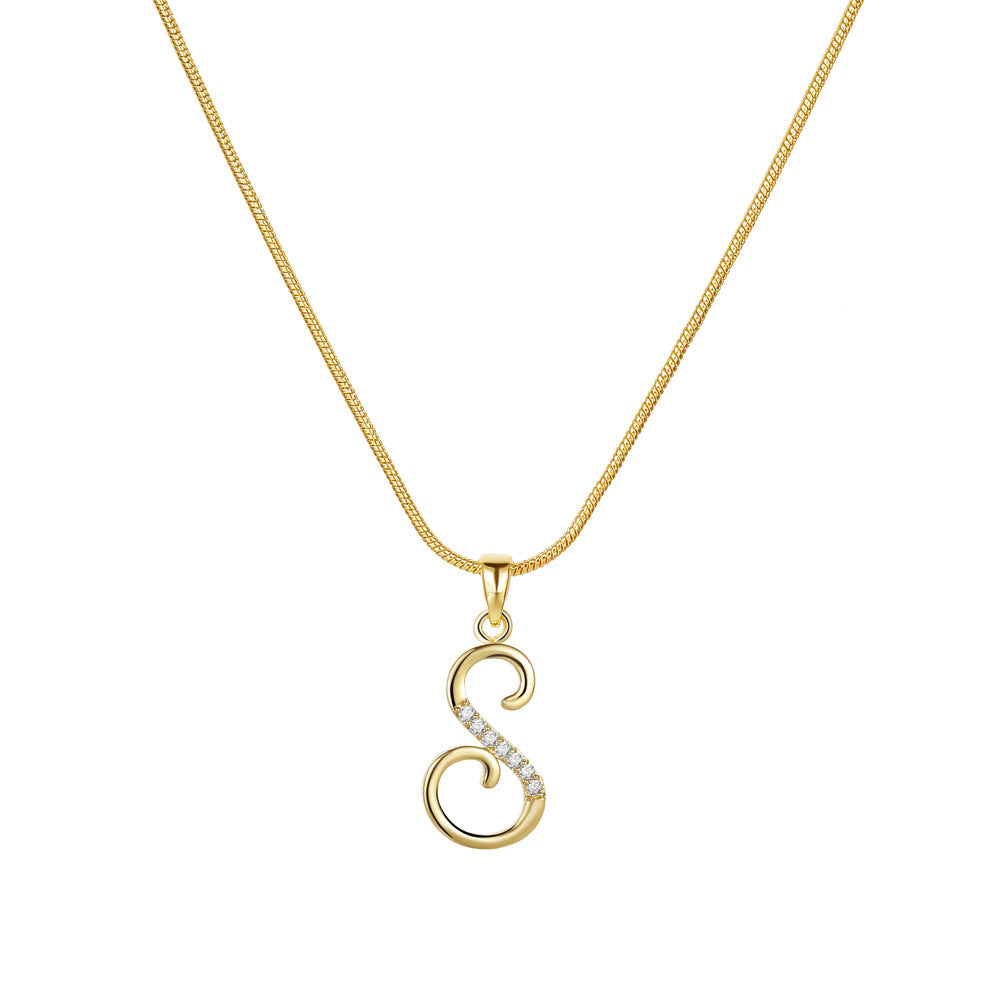 Crystal Elegant Flat Letter Necklace – Personalized Jewelry