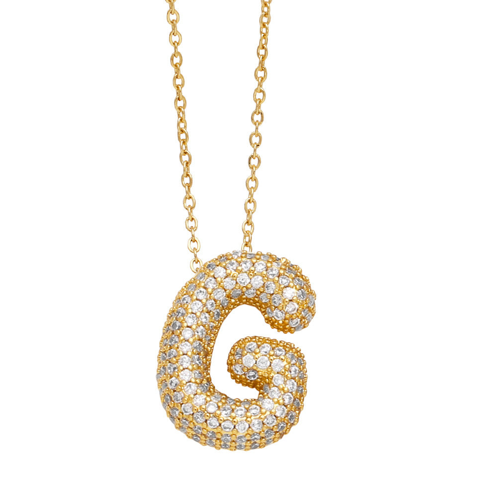 Crystal Fashion Bubble Letter Necklace
