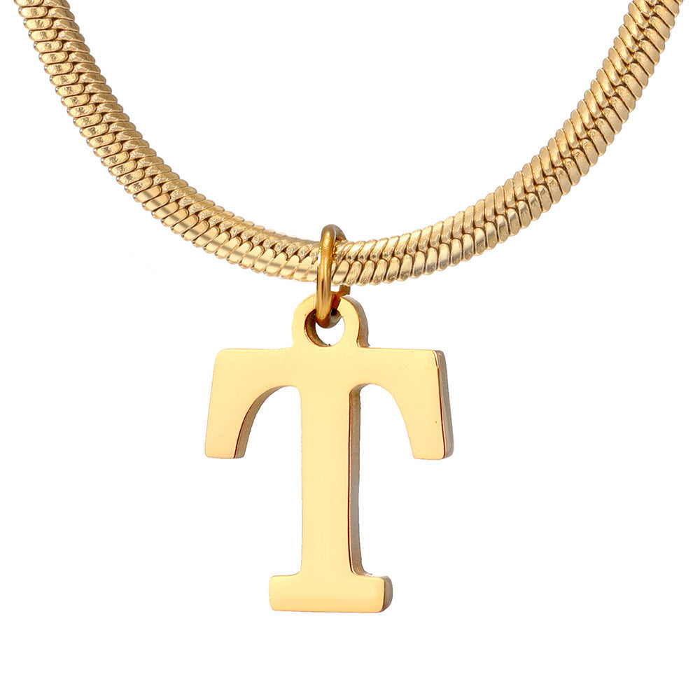 Classic Gold Flat Letter Necklace – Timeless Personalized Jewelry