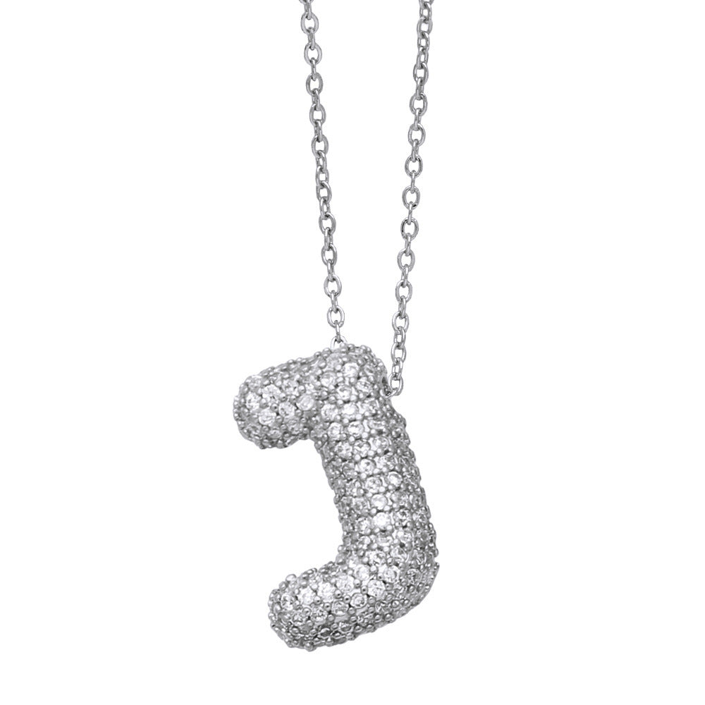 Crystal Fashion Bubble Letter Necklace