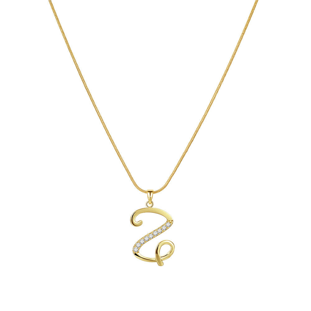 Crystal Elegant Flat Letter Necklace – Personalized Jewelry