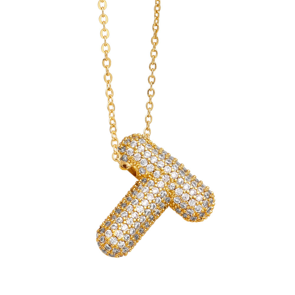 Crystal Fashion Bubble Letter Necklace