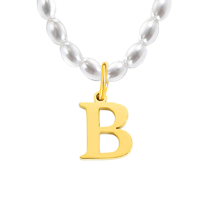 Pearl Charm Letter Necklace