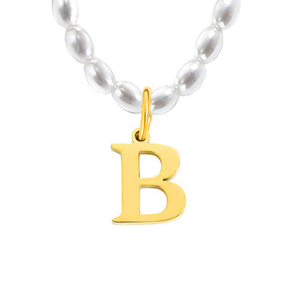 Pearl Charm Letter Necklace
