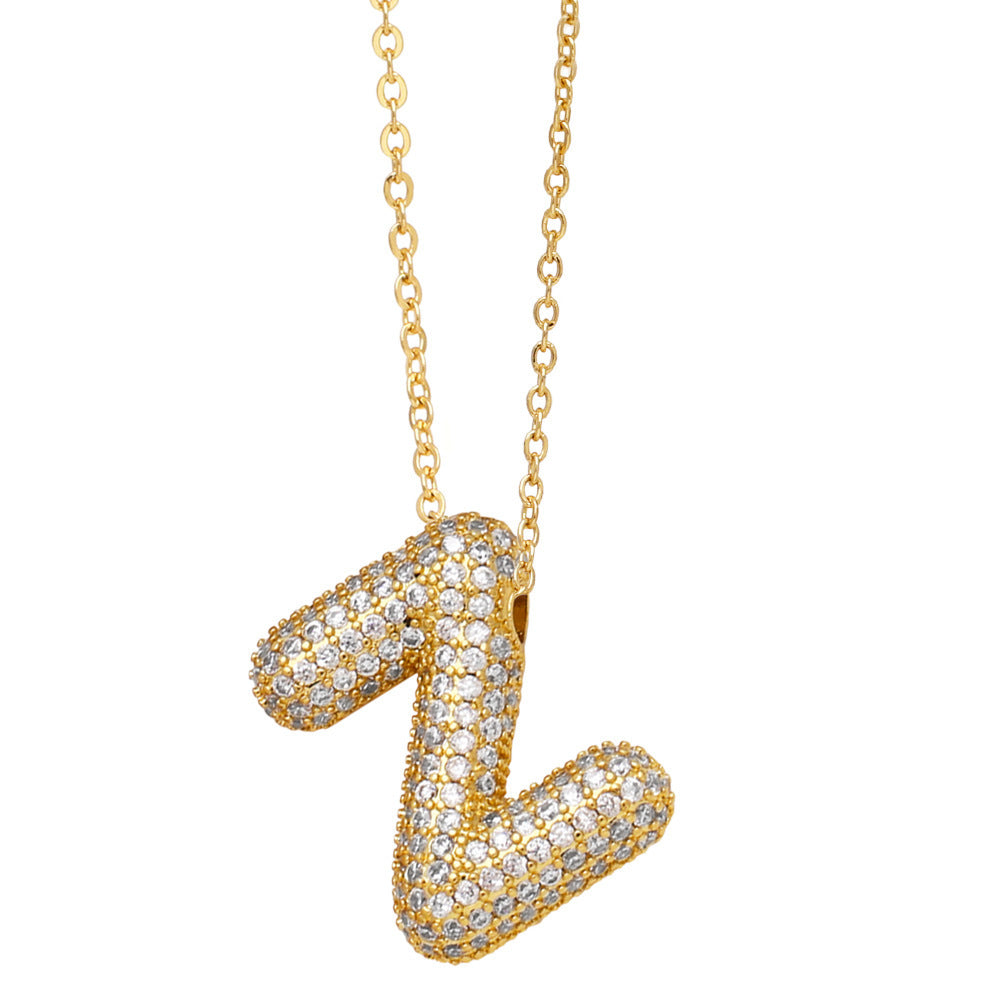 Crystal Fashion Bubble Letter Necklace