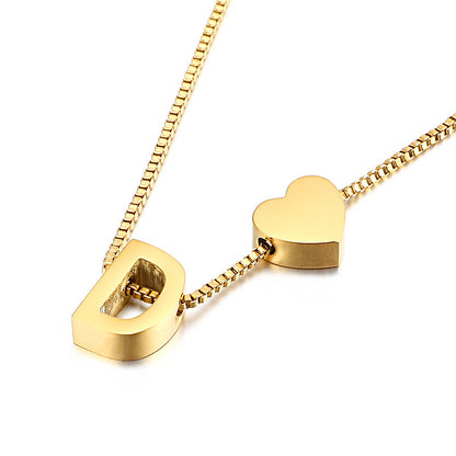 Modern Heart Letter  Necklace