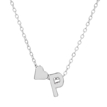 Tiny Heart & Letter Necklace