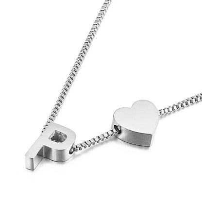Modern Heart Letter  Necklace
