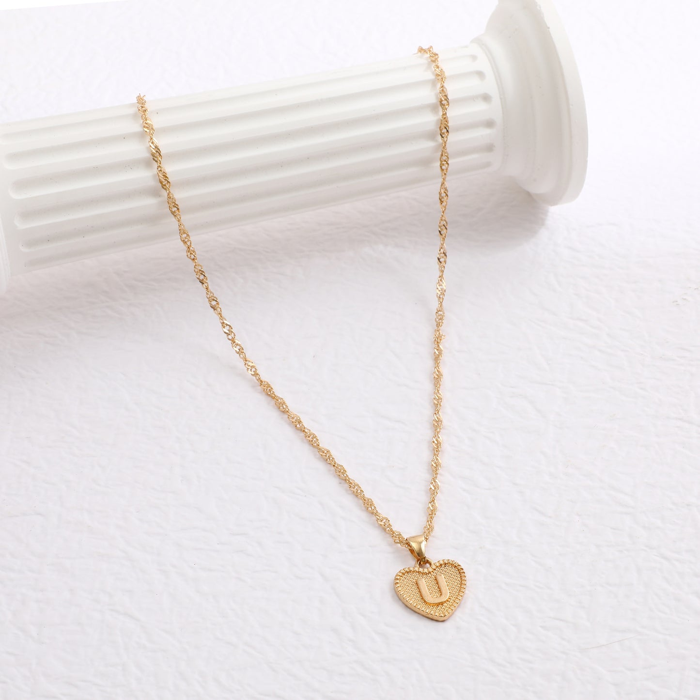 Delicate Dot Heart Initial Necklace