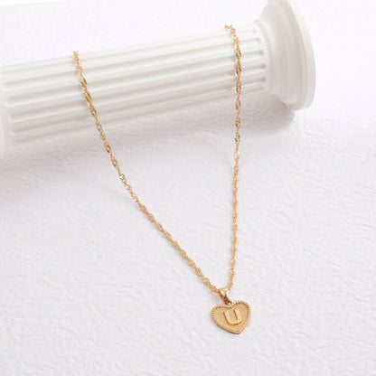 Delicate Dot Heart Initial Necklace