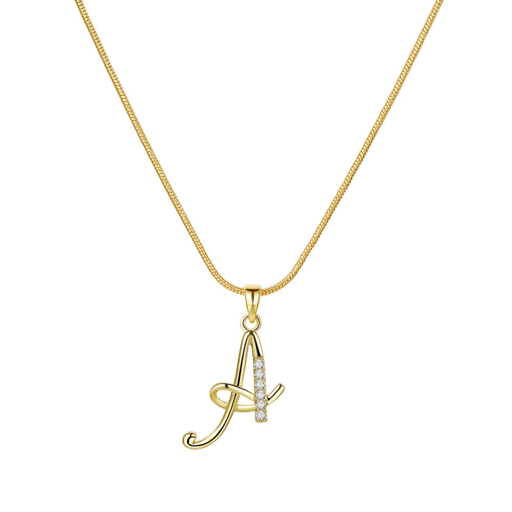 Crystal Elegant Flat Letter Necklace – Personalized Jewelry