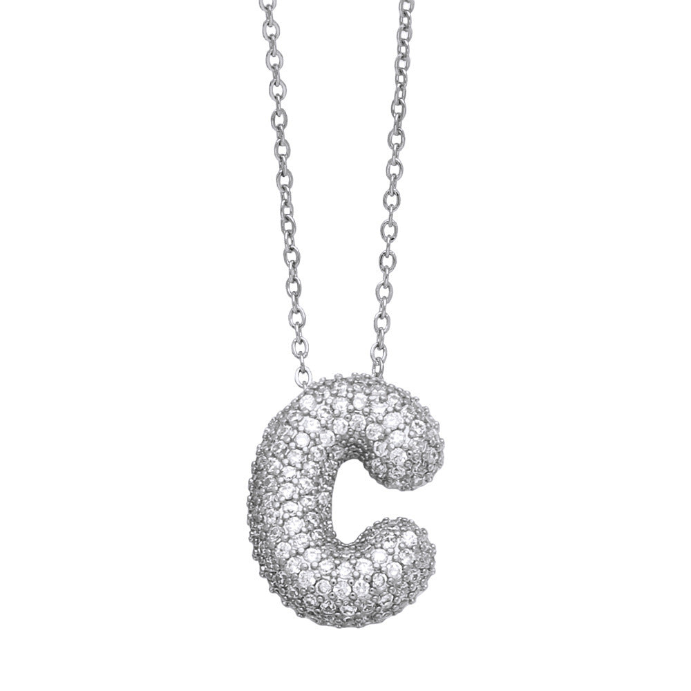 Crystal Fashion Bubble Letter Necklace
