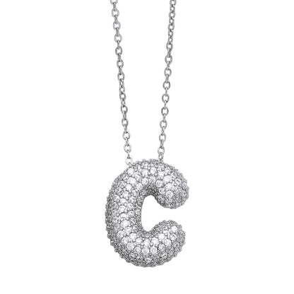 Crystal Fashion Bubble Letter Necklace
