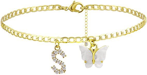 Butterfly & Sparkle Letter Anklet