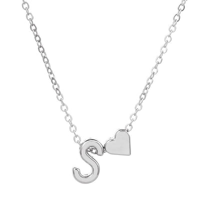 Tiny Heart & Letter Necklace