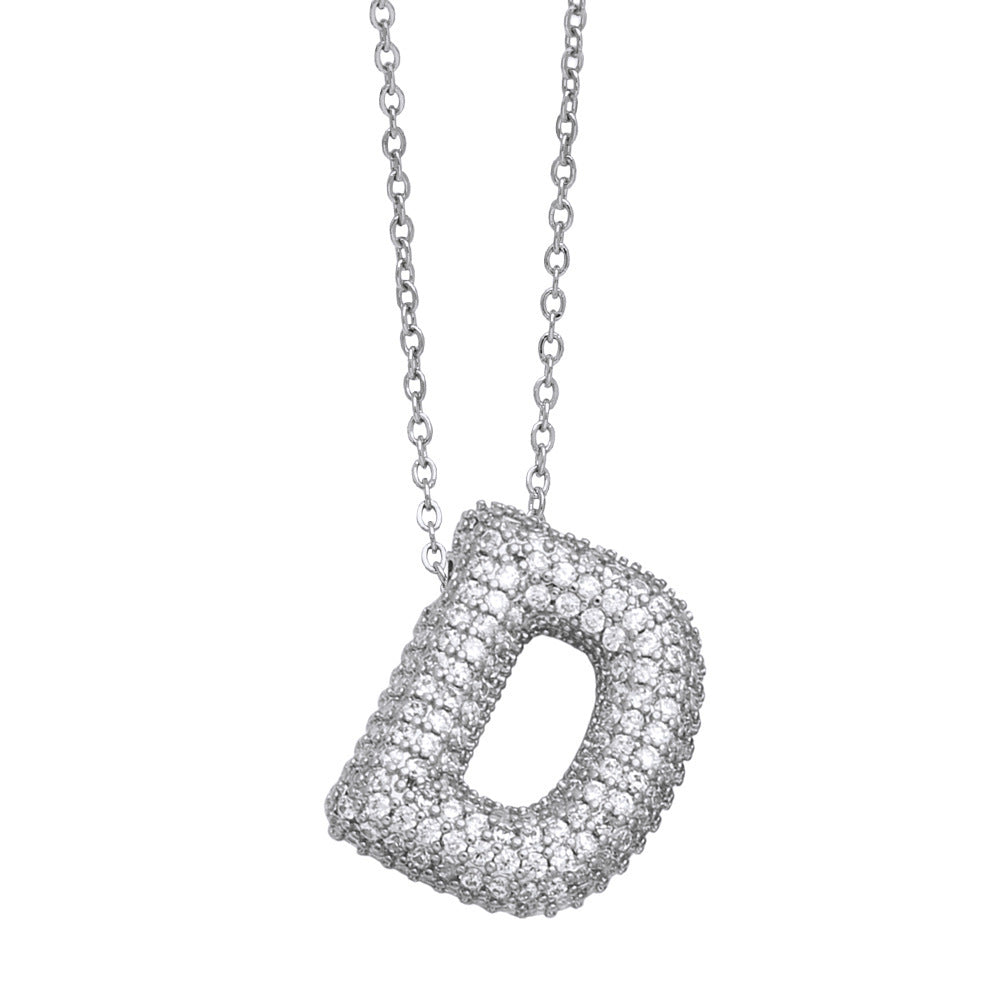 Crystal Fashion Bubble Letter Necklace