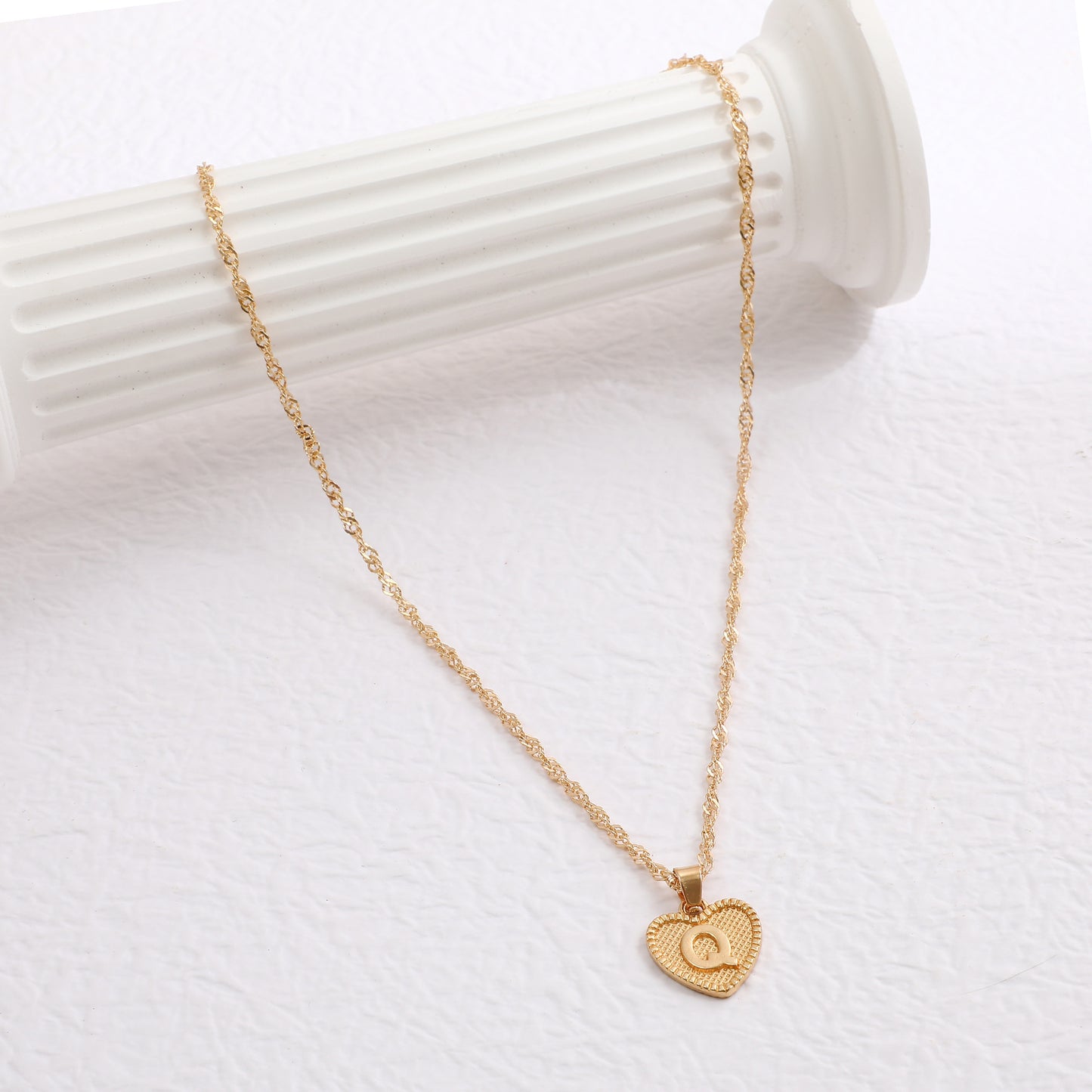 Delicate Dot Heart Initial Necklace