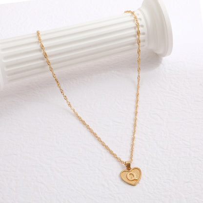 Delicate Dot Heart Initial Necklace