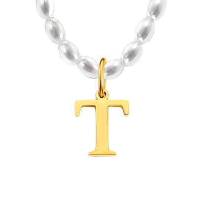 Pearl Charm Letter Necklace