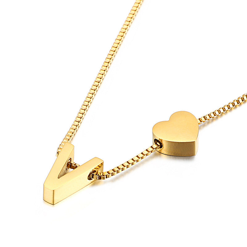 Modern Heart Letter  Necklace