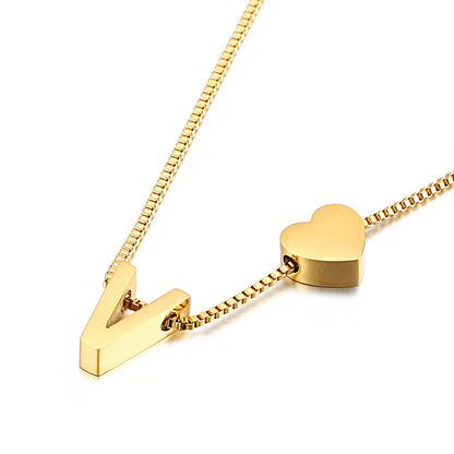Modern Heart Letter  Necklace