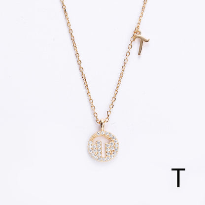 Golden Crystal Cut-Out Initial Necklace