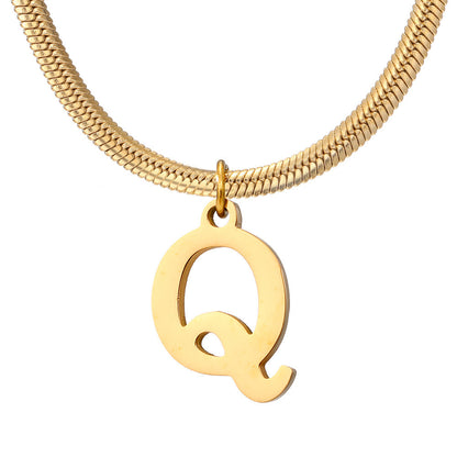 Classic Gold Flat Letter Necklace – Timeless Personalized Jewelry