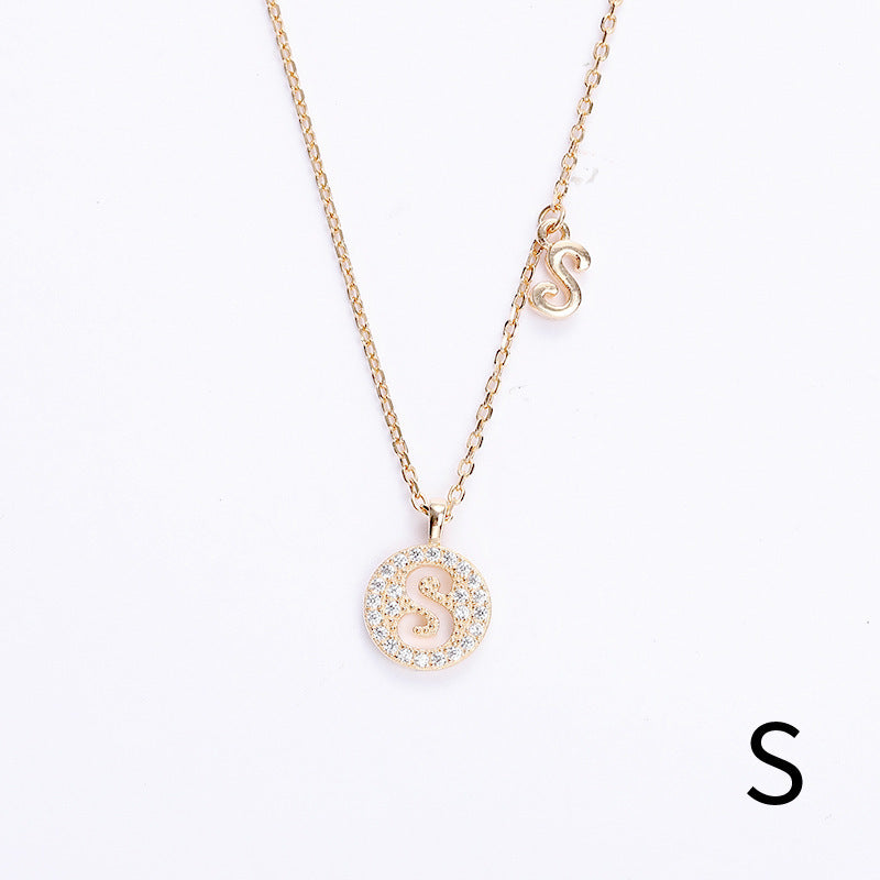 Golden Crystal Cut-Out Initial Necklace