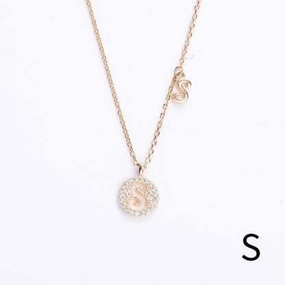 Golden Crystal Cut-Out Initial Necklace
