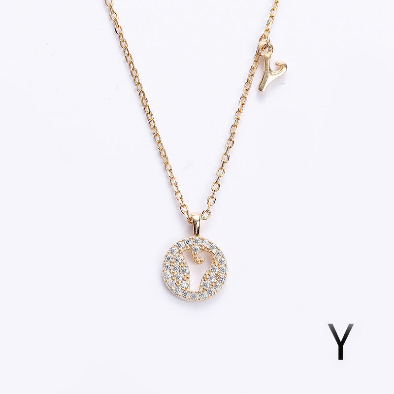Golden Crystal Cut-Out Initial Necklace