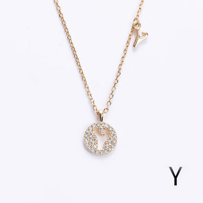 Golden Crystal Cut-Out Initial Necklace