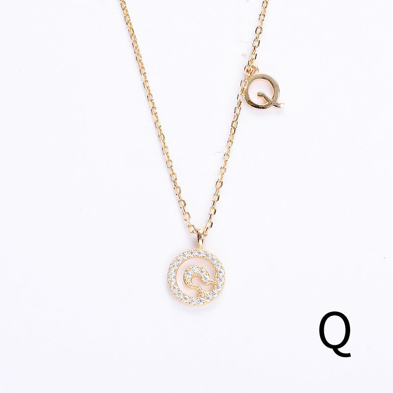 Golden Crystal Cut-Out Initial Necklace