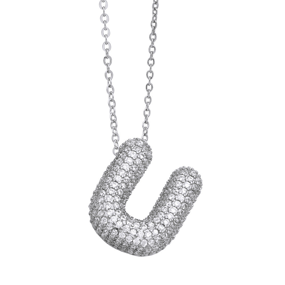 Crystal Fashion Bubble Letter Necklace
