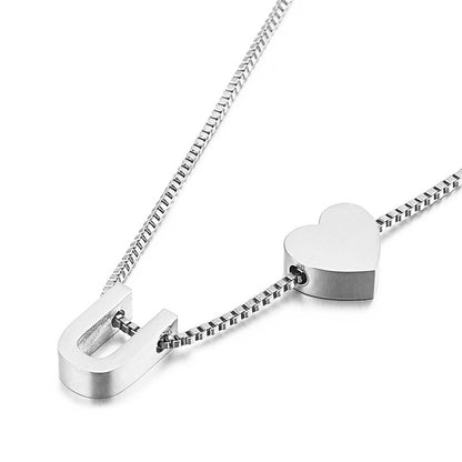 Modern Heart Letter  Necklace