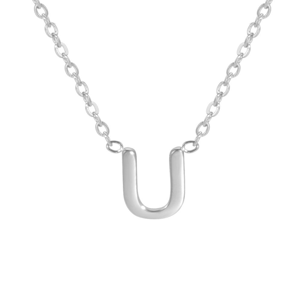 Sharp Silver Initial Necklace – Structured Design with Dual-Sided Chain