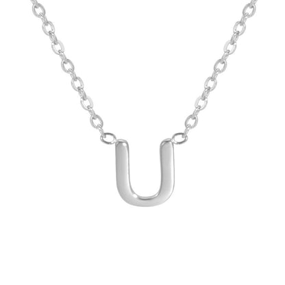 Sharp Silver Initial Necklace – Structured Design with Dual-Sided Chain