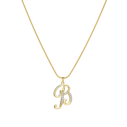 Crystal Elegant Flat Letter Necklace – Personalized Jewelry