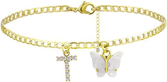 Butterfly & Sparkle Letter Anklet