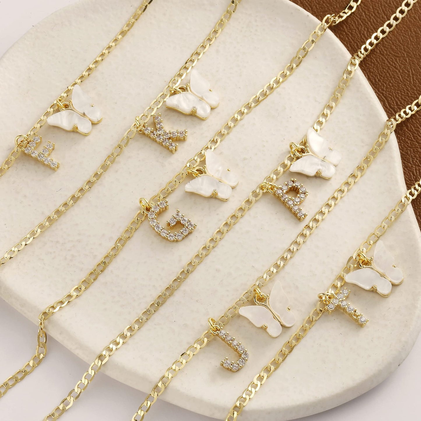 Butterfly & Sparkle Letter Anklet