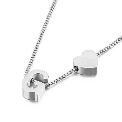 Modern Heart Letter  Necklace