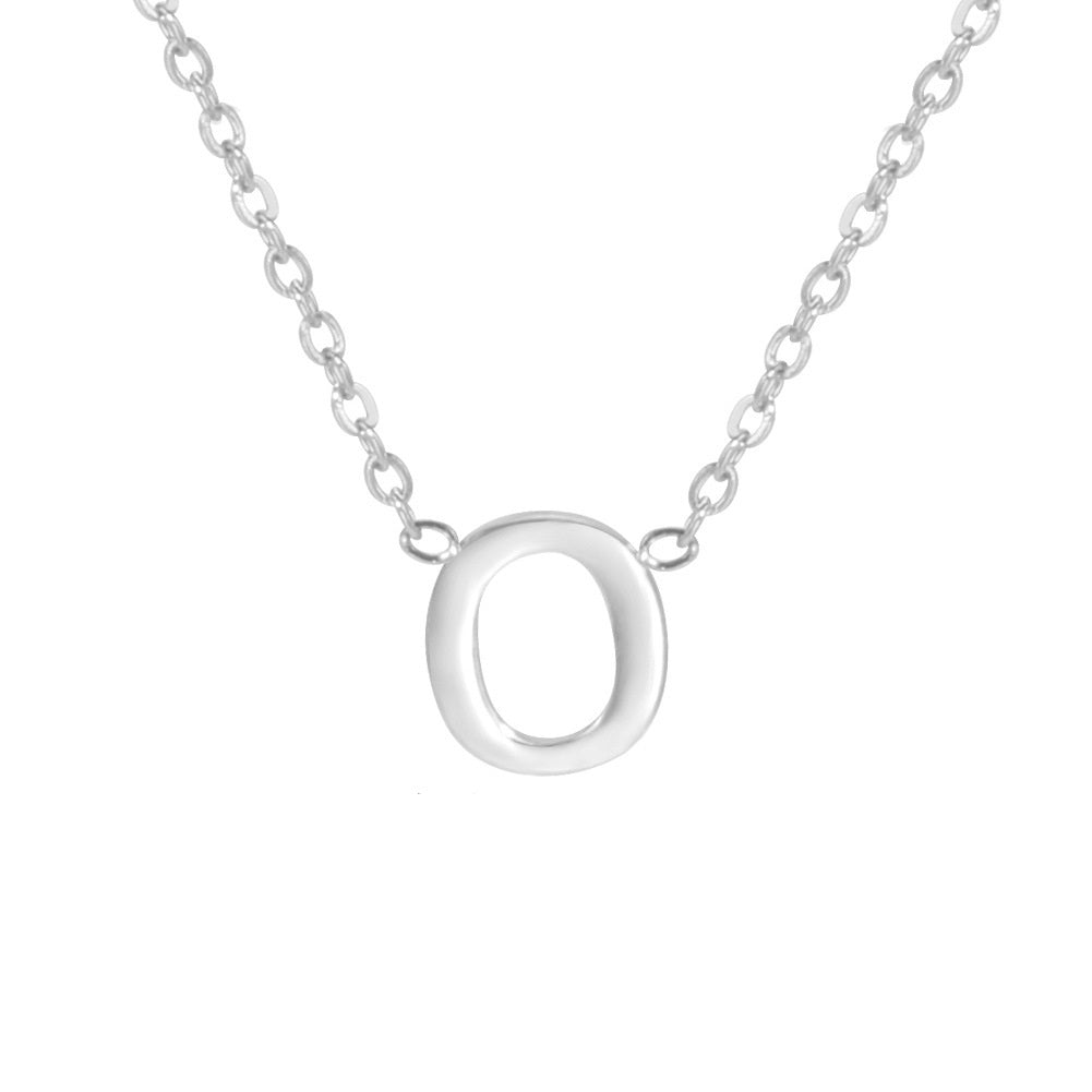 Sharp Silver Initial Necklace – Structured Design with Dual-Sided Chain