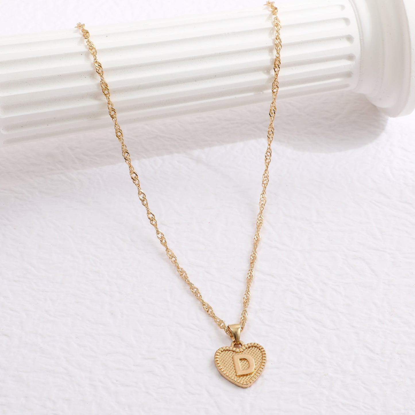 Delicate Dot Heart Initial Necklace