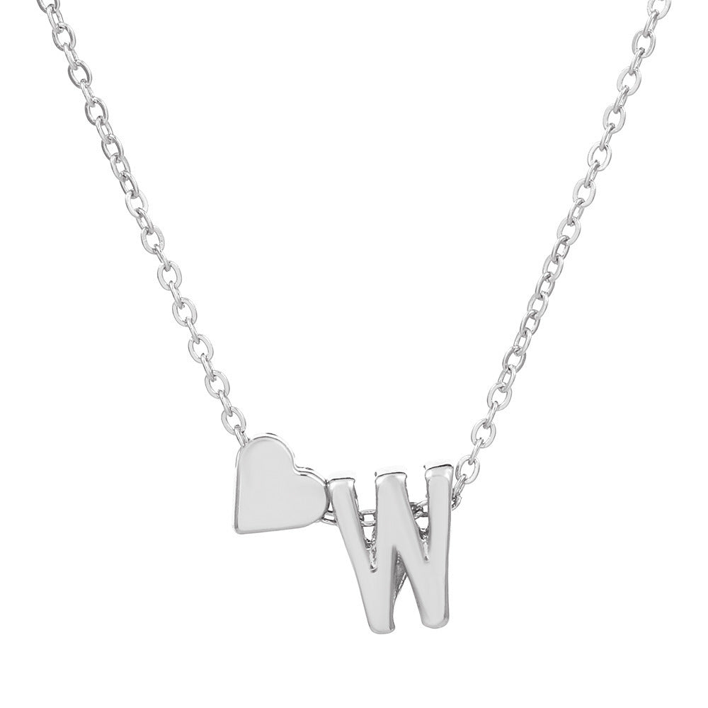 Tiny Heart & Letter Necklace