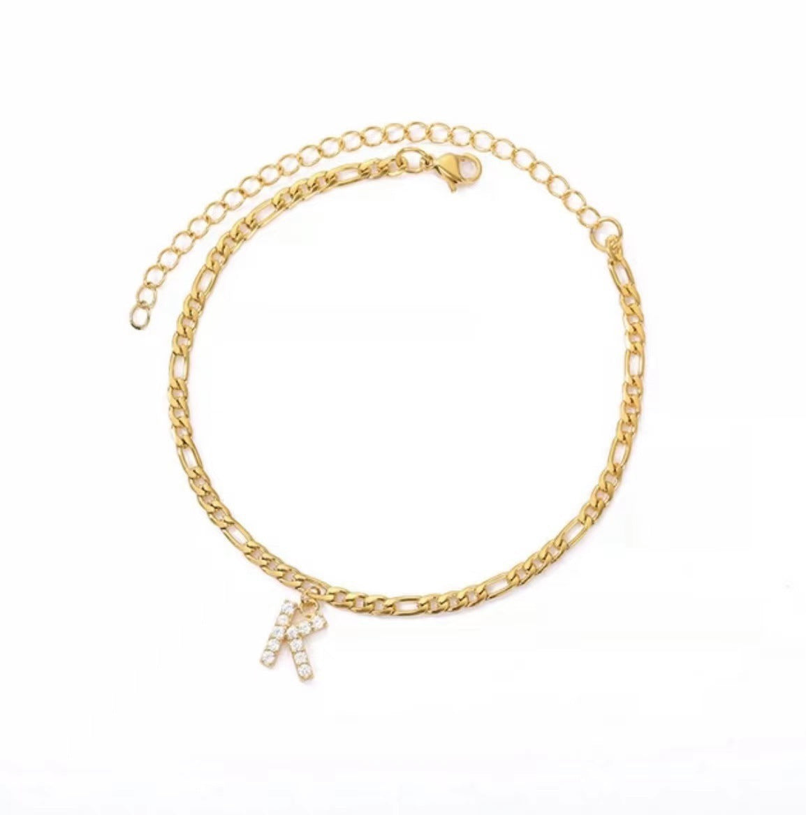 Sparkling Gold Letter Anklet