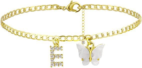 Butterfly & Sparkle Letter Anklet