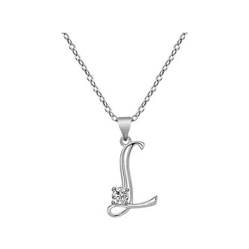 Crystal Script Initial Necklace